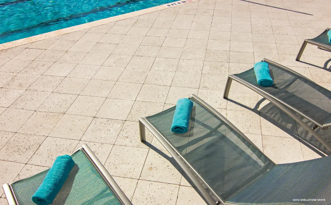 Tremron Shellstone pavers with exposed coquina shell finish for Jacksonville pool decks