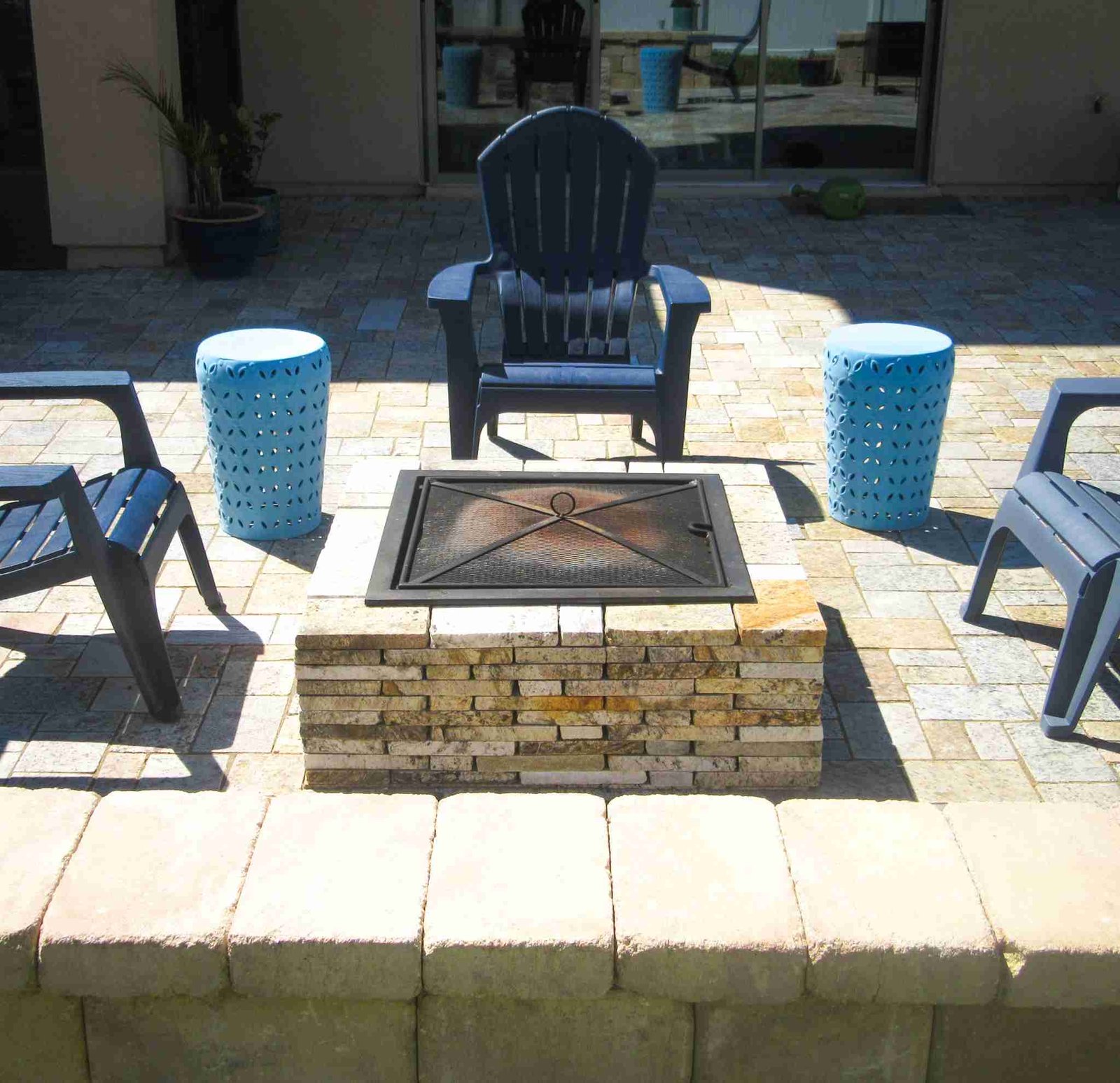 Stone fire pit with paver patio Jacksonville